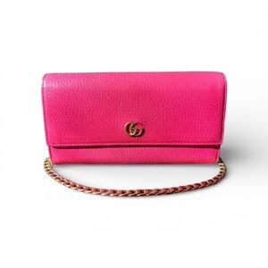 Authentic Gucci Marmont wallet on chain hot pink gold